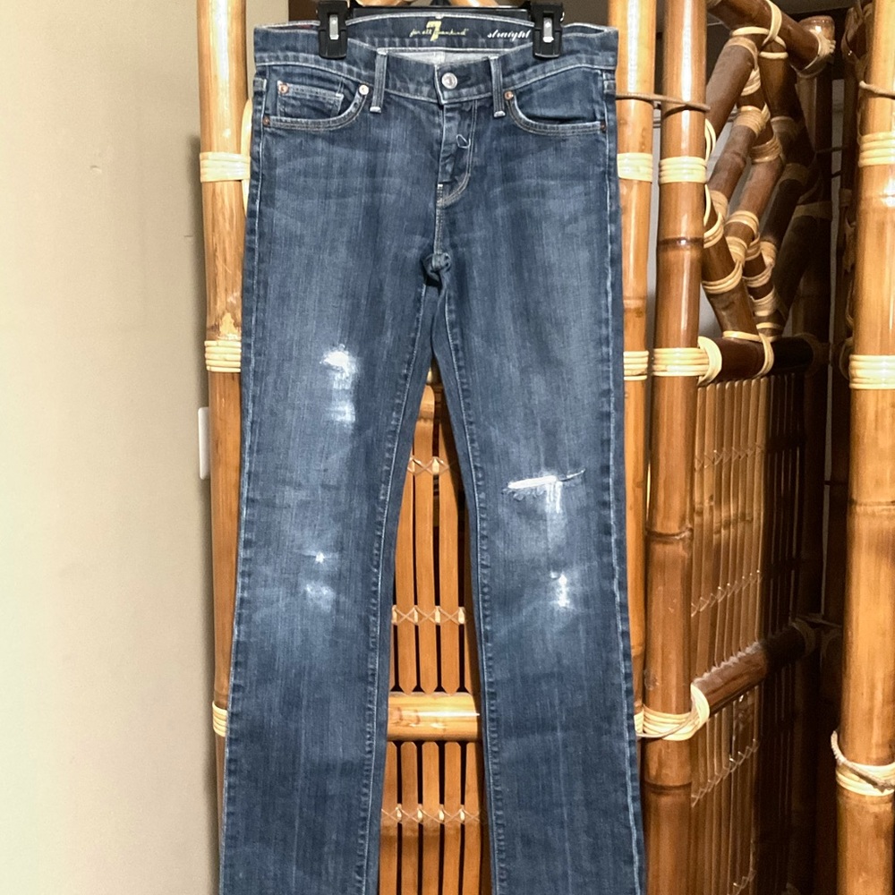 7 FOR ALL MANKIND Distressed Straight Leg Jeans